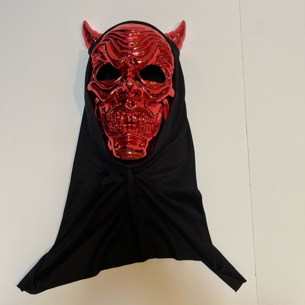 Metallic Red Adult Devil Halloween Mask Masquerade Balls or Mardi Gras Festivals